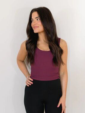 Salt Project Burgundy Wine Refined Ribbed Cropped Tank Size Medium